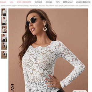 Shein Emery Rose Solid Floral Lace Top